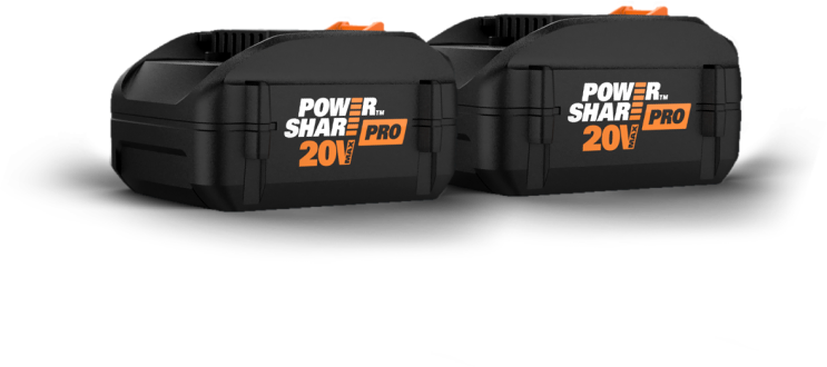 WORX Power Share logo and batteries